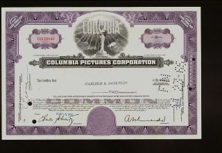Hollywood :columbia Pictures Corporation 1965 Iss To Broker Carlisle & Jacquelin photo