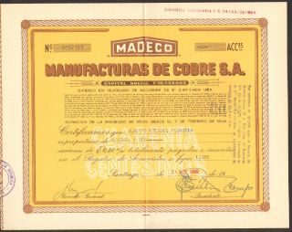 Chile 1969 Stocks Manufacturas De Cobre S.  A.  152161 photo