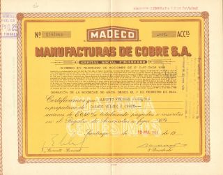 Chile 1969 Stocks Manufacturas De Cobre S.  A.  140869 photo