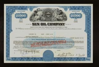 Sun Oil Company (sunoco) Rare Usd 10,  000 Bond Iss To Pers & Co photo