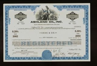 Ashland Oil Inc Kentucky Usd 50,  000.  00 Old Bond Certificate 1977 photo