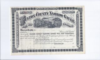 Old Railroad Stock Certificate - Fulton County Narrow Gauge Rail Way photo
