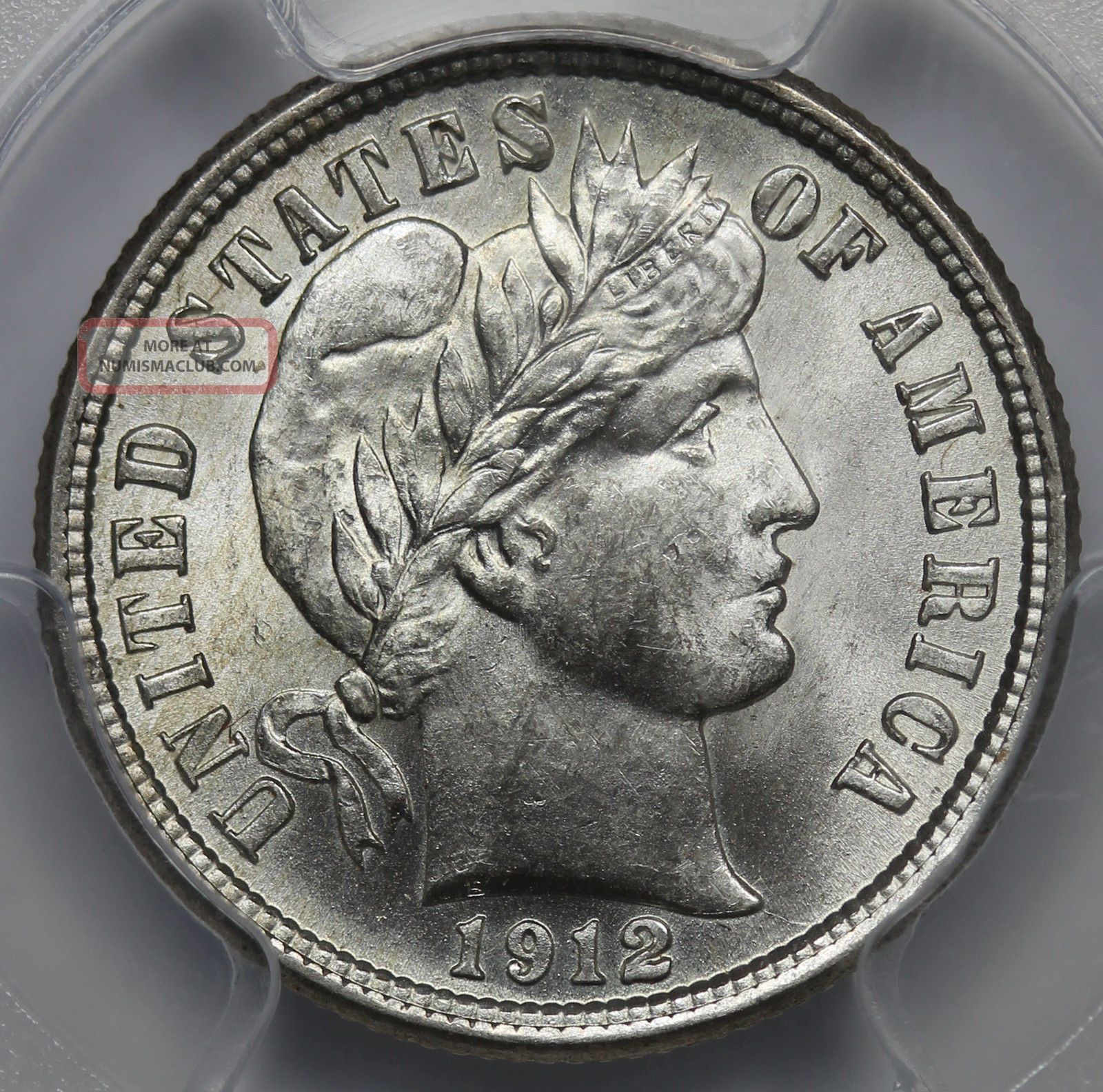 1912 Barber Dime 10 Cent 10c Ms 64 Pcgs