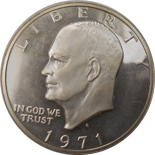 1971 - S Eisenhower Dollar 40% Silver - Gem Proof Frosty Cameo photo
