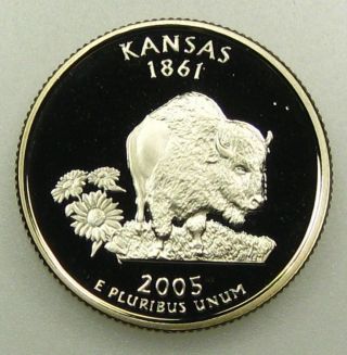 2005 S Clad Deep Cameo Proof Kansas State Washington Quarter (b04) photo