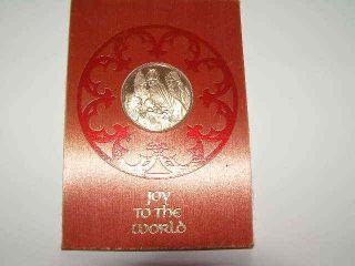 Vintage1972 Franklin Holiday Card Joy To The World W/ Designer Bronze Coin photo