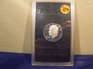 1971s 40% Silver Proof Eisenhower Silver Dollar In Plastic Case First Year photo