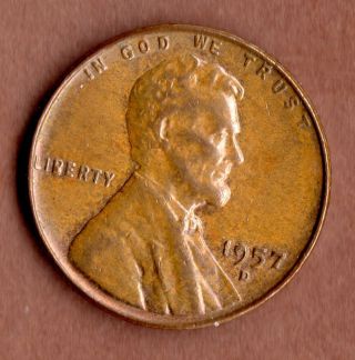 1957 D Lincoln Cent Mechanical Doubling & Filled B In Liberty photo