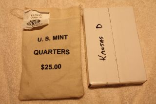 2005 - D & P State Quarter - Kansas - $25 Sewn Bags And 1 Unopended Box photo