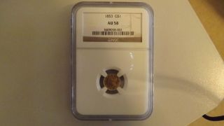 1853 Gold Au58 One Dollar Coin Ngc photo