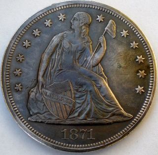 1871 Seated Liberty Silver Dollar photo