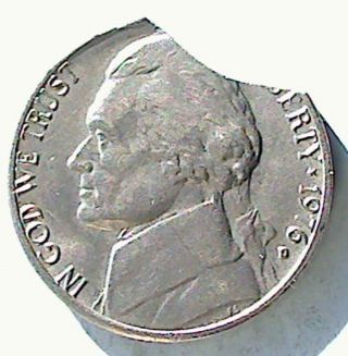 1976d Bicentennial Clipped Error Jefferson Nickel Us Coin Clip photo