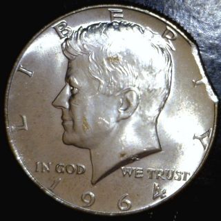 1964 Defect Planchet Clip Error Silver Kennedy Half Dollar Curved Clipped Coin 1 photo