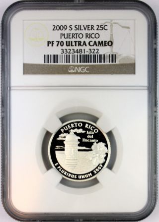 2009 - S 25c Puerto Rico Silver Quarter Proof Pf70 Ucam Ngc State Quarters photo