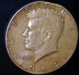 1964 Defective Planchet Error Silver Kennedy Half Dollar Ragged Clipped Coin 15 photo
