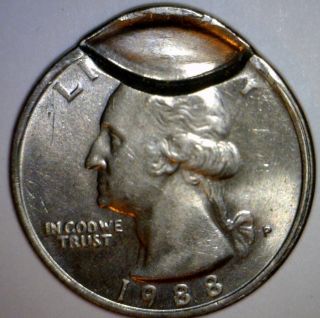 1988 Large Indent Error Washington Quarter Dollar.  25 Early Dt.  Made Coin 2 photo