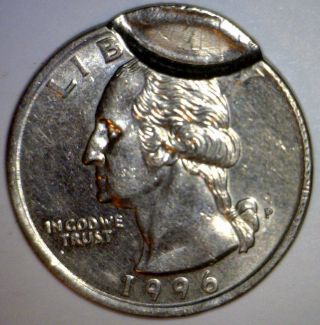 1996 Large Brockage Indent Error Washington Quarter Dollar.  25 Made Coin 1 photo