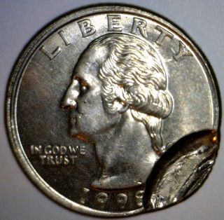 1998 Large Brockage Indent Error Washington Quarter Dollar.  25 Made Coin 1 photo