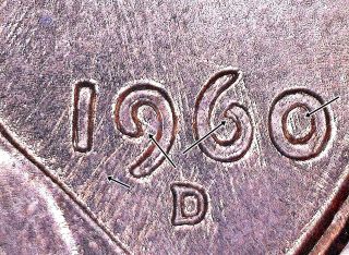 1960 - D Doubled Die Obv Bu Cent (1do - 003 Class 3) See Photo ' S photo