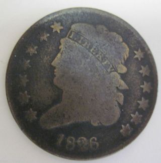 1826 Early Copper Half Cent 56a photo