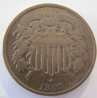 1867 Two Cent Coin Fast S&h 89b photo