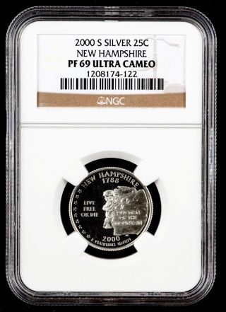 2000 - S Silver State Quarter - Hampshire Ngc Pf69uc photo