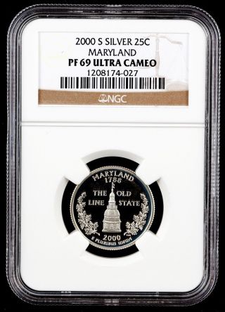 2000 - S Silver State Quarter - Maryland Ngc Pf69uc photo