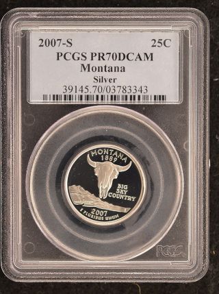 2007 - S Pcgs Pr70 Dcam Silver Montana State Quarter photo