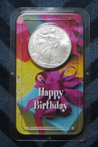 2004 Happy Birthday Silver American Eagle Dollar Littleton Coin Company 1 Oz photo