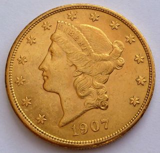 Usa 20 Gold Dollars Double Eagle 1907 33.  43 Gr.  0.  9675 Oz.  0.  900 Gold Au++ photo