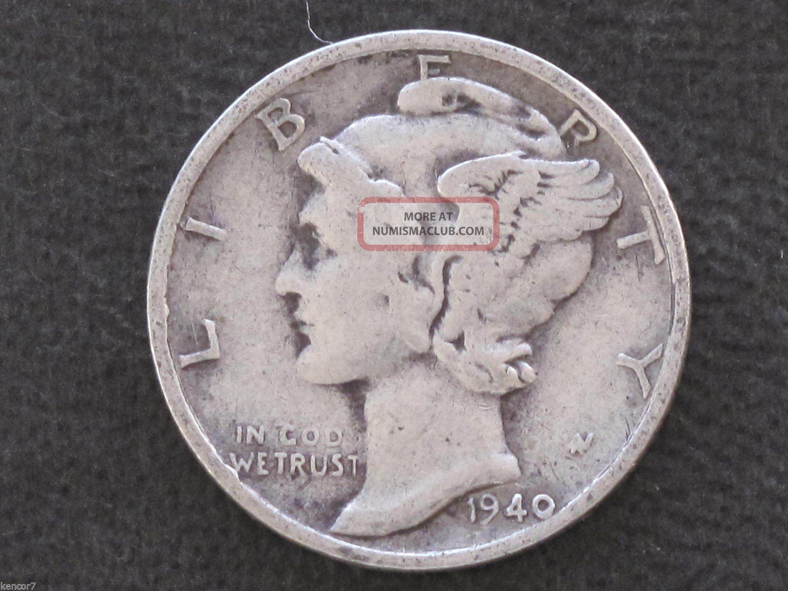 1940 S Mercury Dime 90 Silver U S Coin D6813 1940-s-mercury-dime-90-silver-u-s-coin-d6813
