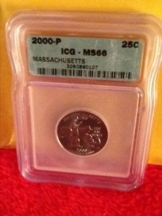 2000 P Massachusetts - State Quarter - Ms 66 Icg - Certified Uncirculated Coin photo