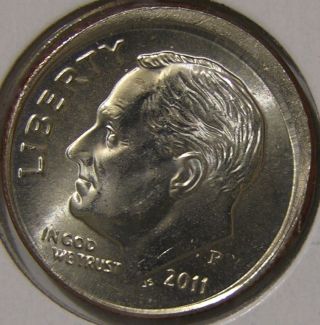2011 P Roosevelt Dime,  (off Center,  Broadstruck) Error Coin,  Af 162 photo