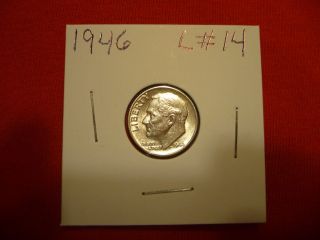 1946 Roosevelt Dime - 90% Silver Us - Circulated - Philadelphia L 14 photo