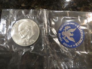 Brilliant Uncirculated 1971 - S Dwight Eisenhower Silver Dollar W/coa,  Blue Token photo