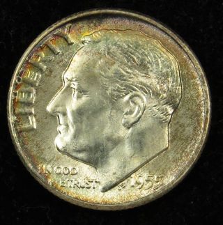 1955 Uncirculated 90% Silver Roosevelt Dime (b03) photo