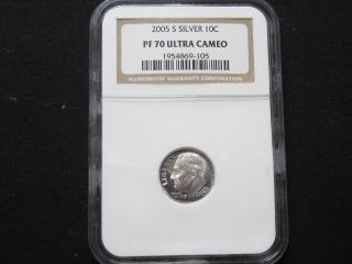 2005 S Silver Proof Roosevelt Dime - Ngc Pf 70 Ultra Cameo (105) photo