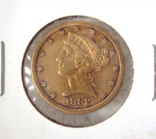 1882 $5 Five Dollar Liberty Head Half Eagle Gold Coin Variety 2 photo