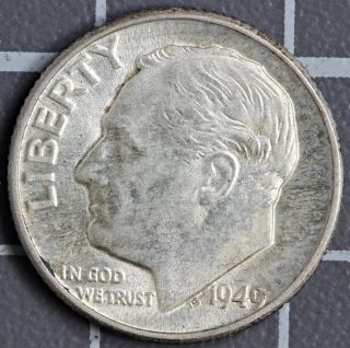 1949 - D Roosevelt Dime 90% Silver Bu photo