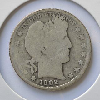 1902 50c Barber Half Dollar (90% Silver Coin) - Ag (5) photo