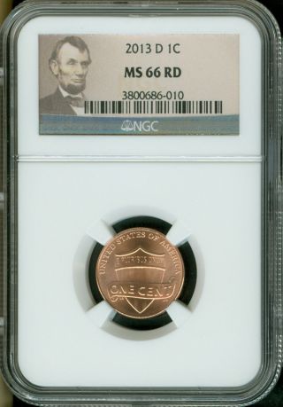 2013 - D Lincoln Shield Cent Ngc Ms66 Red photo