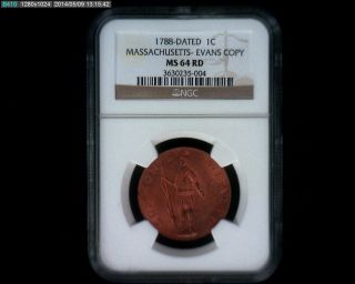 1788 Massachusetts Cent Evans Ms64 Rd From Die photo