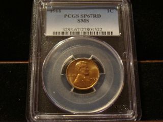 1966 - P Sms Lincoln Cent Pcgs Sp67 Red photo
