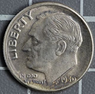 1950 - D Roosevelt Dime 90% Silver Choice Bu Light Toning photo