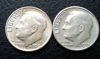 Very Good - 1963 Roosevelt Dimes - P.  D.  Mintmark - Complete Year Series photo