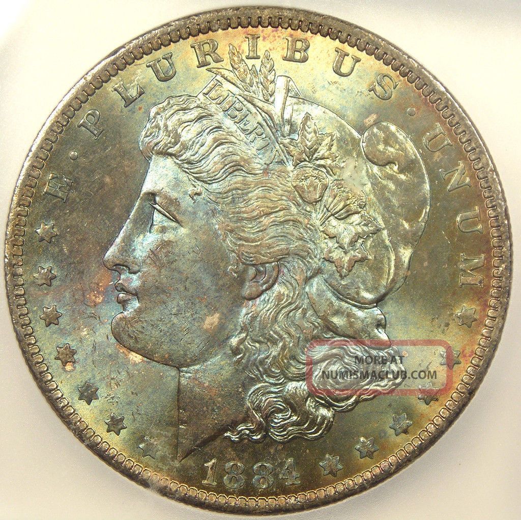 1884 - O Morgan Silver Dollar Icg Ms65 - Rainbow Coin