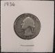 1936 - P Washington Quarter; 90% Silver First Bidder Wins Quarters photo 2
