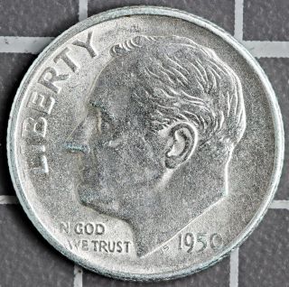 1950 - S Roosevelt Dime 90% Silver Bu photo