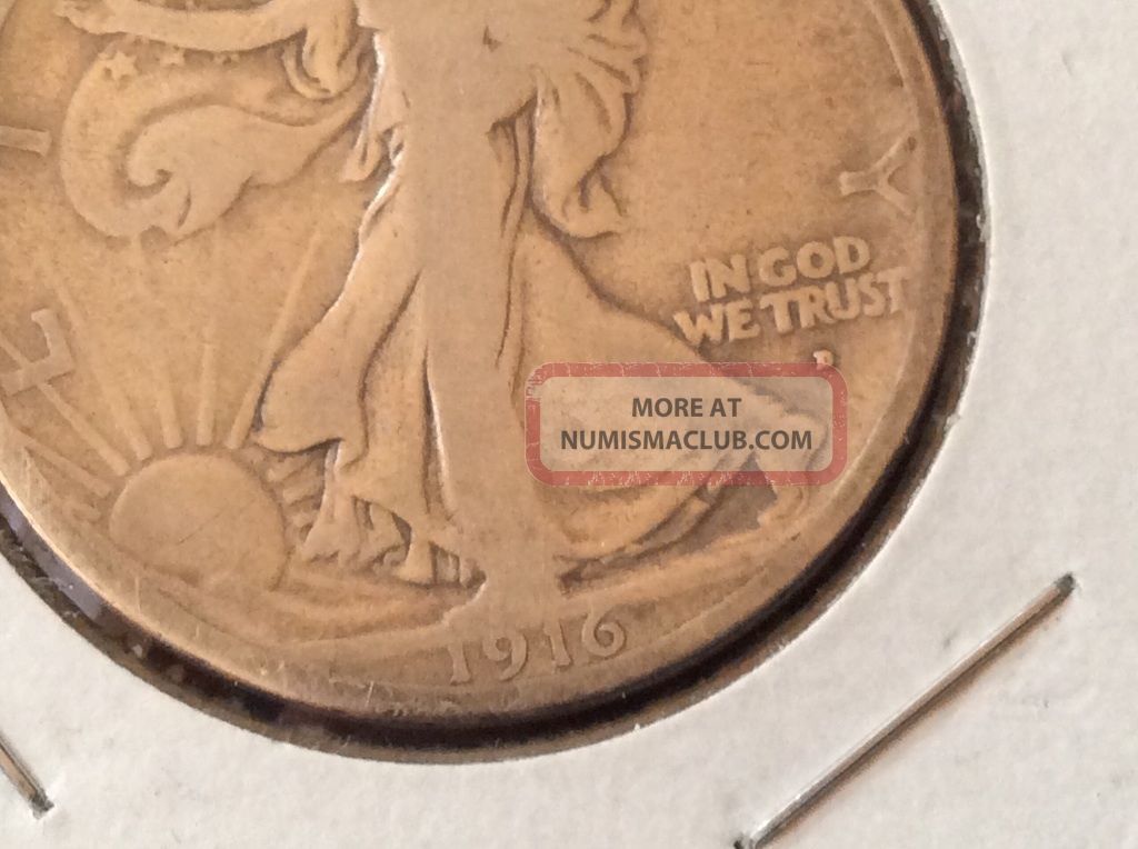 1916 d walking liberty half dollar vg