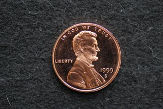 1999 S Proof Lincoln Cent Bright Mirror Fields High Relief Image photo